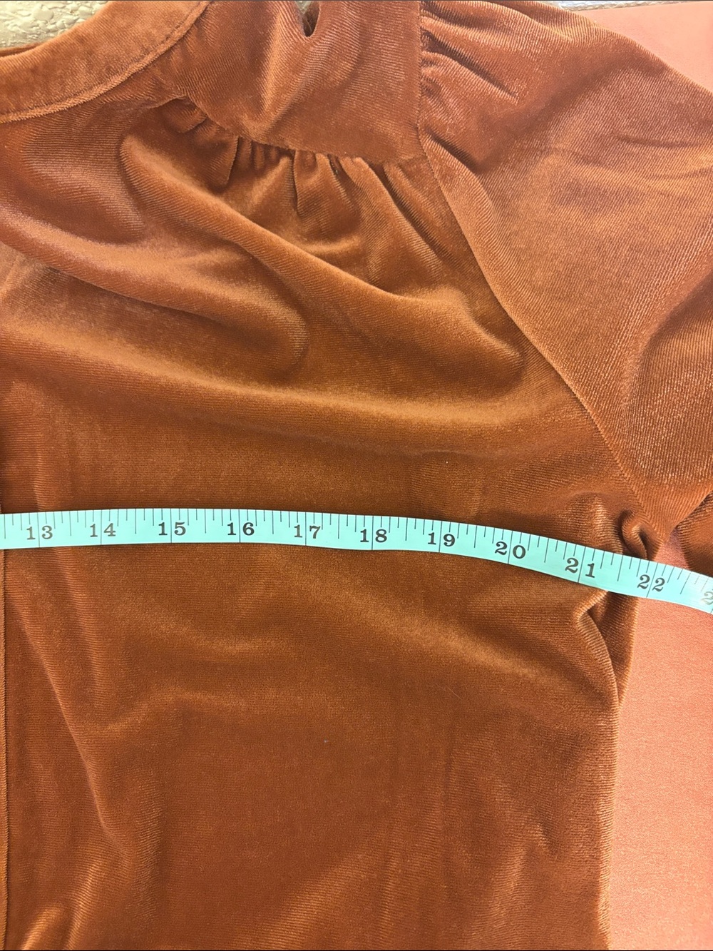 Time and Tru - NWT Copper Brown Velvet Button-Front Belted Dress Chic Classic - Picture 6 of 9